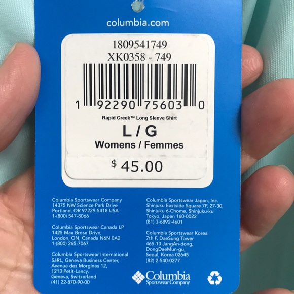 Columbia Athletic/Long-Sleeved Sun Shirt, L, NWT! - Picture 7 of 8